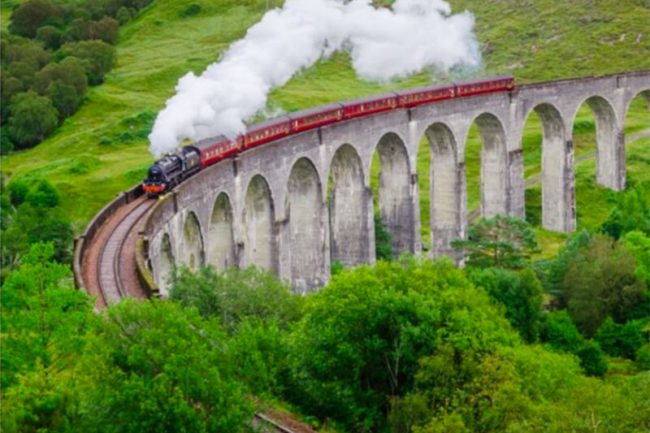 Glenfinnan-Viaduct-Scotland-you can book a slot to view the train crossing