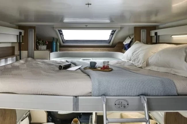 Motorhome hire scotland - electric drop down double bed over lounge